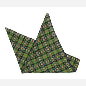 Gascoigne Pocket Square Green Plaid Cotton Men's 16.75 X 16.75